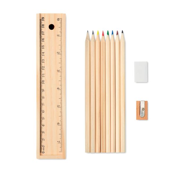 Set 12 lápis estojo de madeira